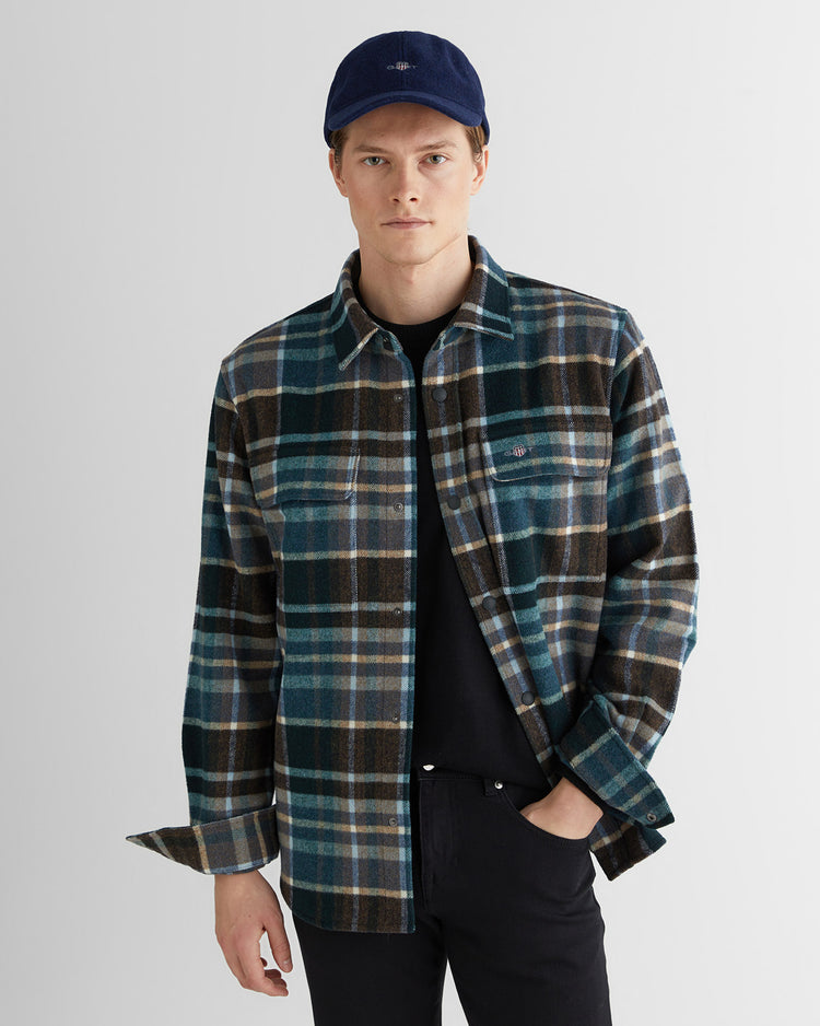 Wełniana kraciasta kurtka