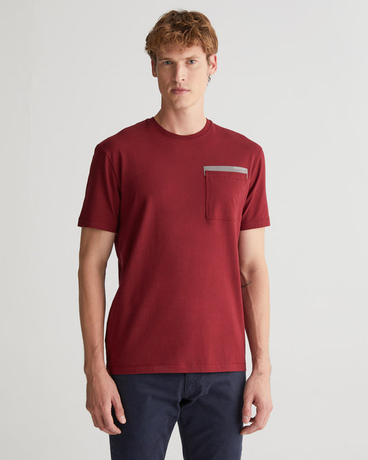 T-shirt męski z nadrukiem z okrągłym kołnierzykiem regular fit czerwony