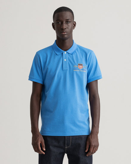 Bawełniana polo męska z krótkim rękawem z nadrukiem regular fit