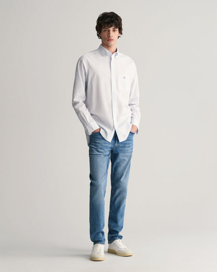 Koszula męska w paski z długim rękawem regular fit niebieska