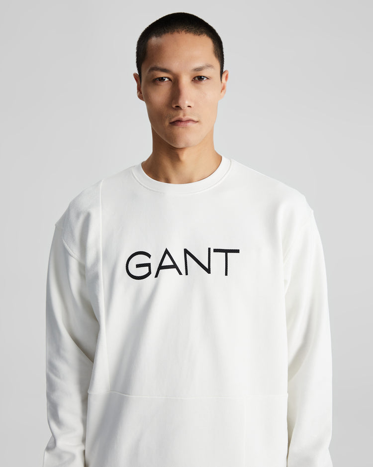 Bawełniana bluza męska z nadrukiem regular fit biała