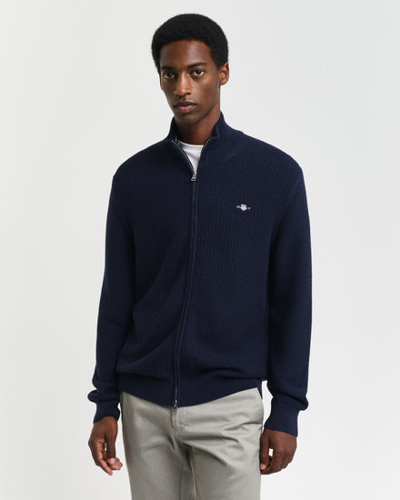 Sweter rozpinany męski z zamkiem regular fit granatowy