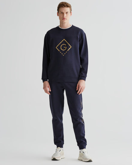 Bluza męska z nadrukiem i z okrągłym kołnierzykiem regular fit