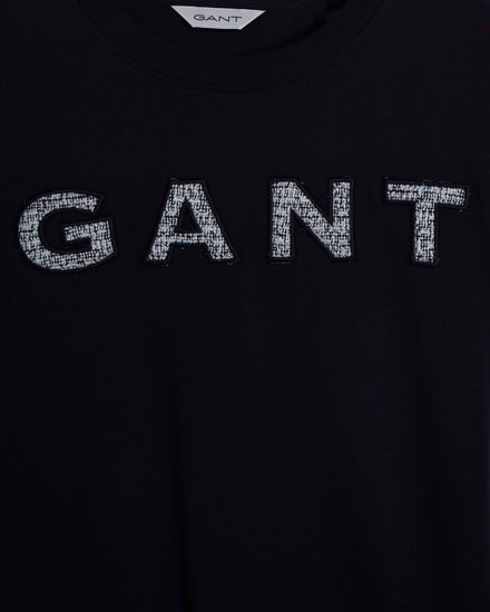 Bawełniany t-shirt damski z nadrukiem relaxed fit czarny