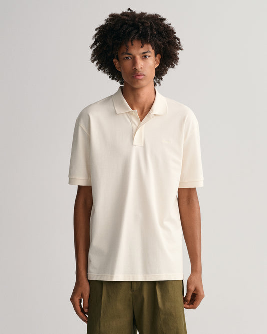 Męski beżowy polo o kroju oversize