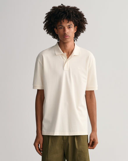 Męski beżowy polo o kroju oversize