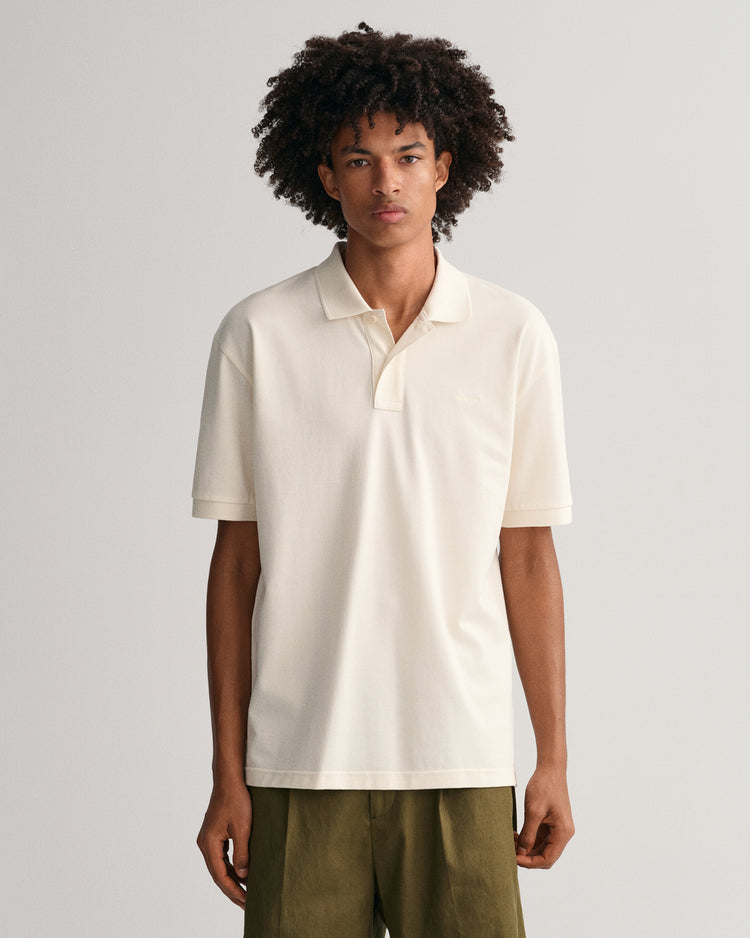 Męski beżowy polo o kroju oversize