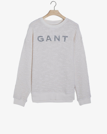 Bluza damska z nadrukiem relaxed fit kremowa