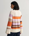 Sweter damski w paski z długim rękawem okrągły kołnierzyk relaxed fit