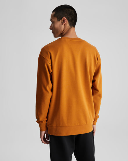 Bawełniana bluza męska z nadrukiem regular fit pomarańczowa