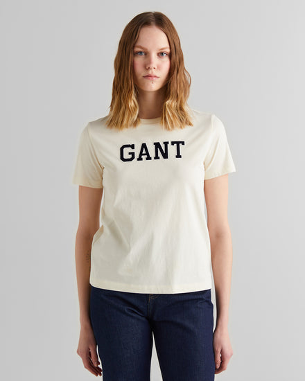 Bawełniany t-shirt damski z nadrukiem okrągły kołnierzyk regular fit