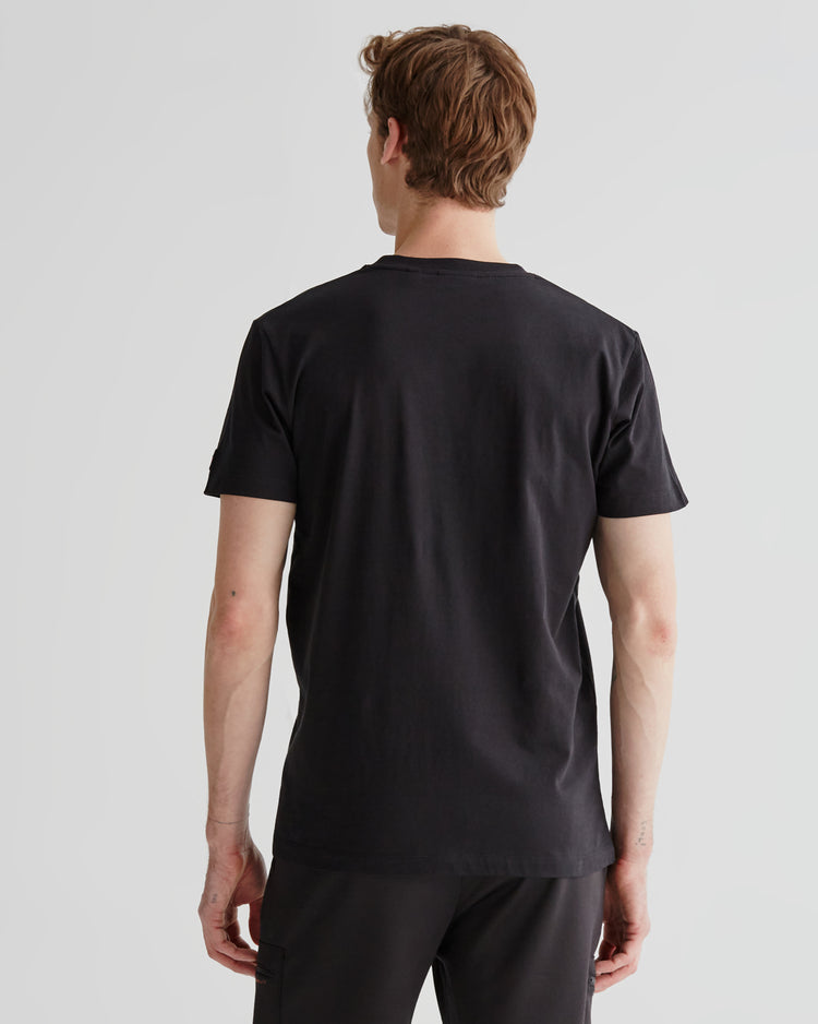 Bawełniany t-shirt męski z okrągłym kołnierzykiem regular fit czarny