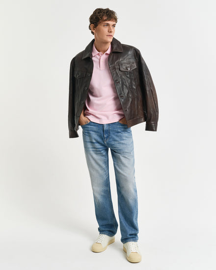 Polo męskie z krótkim rękawem regular fit różowe