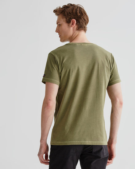 Bawełniany t-shirt męski z nadrukiem regular fit zielony