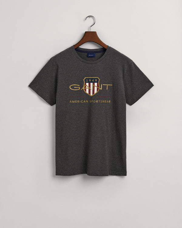 Bawełniany t-shirt męski z nadrukiem regular fit szary