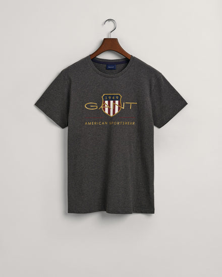 Bawełniany t-shirt męski z nadrukiem regular fit szary