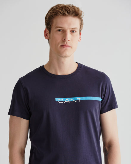 Bawełniany t-shirt męski z nadrukiem okrągły kołnierzyk regular fit