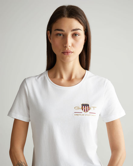 Bawełniana koszulka damska z nadrukiem okrągły kołnierzyk regular fit