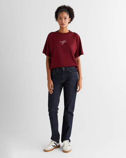 T-shirt z haftem i okrągłym dekoltem