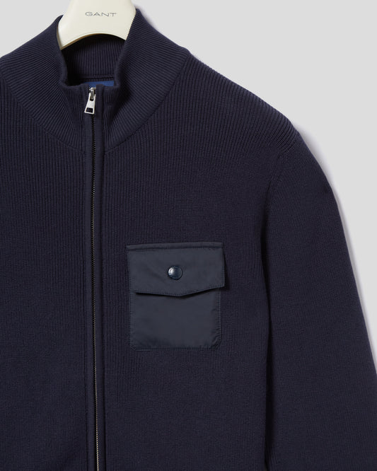 Bawełniany sweter rozpinany męski z zamkiem regular fit granatowy