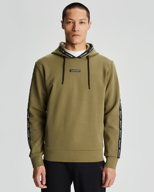 Bawełniana bluza męska z nadrukiem z kapturem regular fit zielona