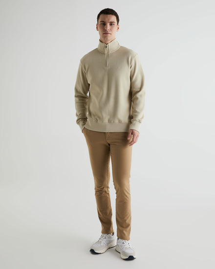 Bluza męska z zamkiem do połowy regular fit beżowa