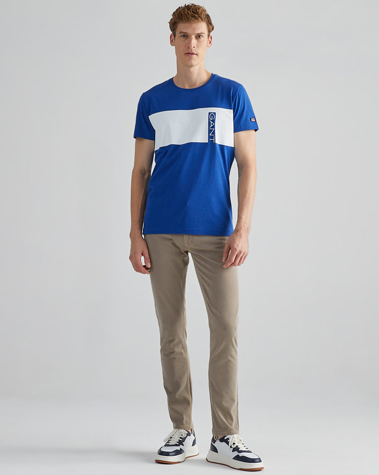 Męska niebieska koszulka z logo