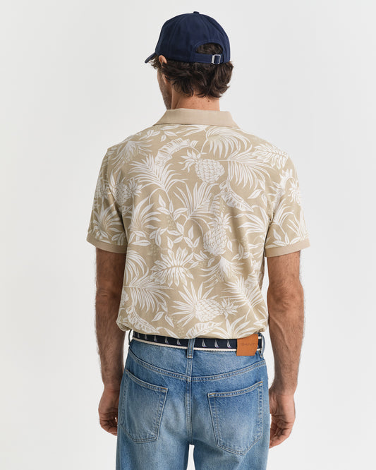 Koszulka polo męska z krótkim rękawem regular fit beżowa