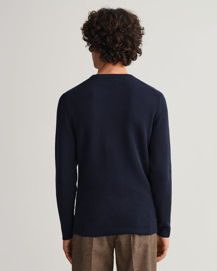 Męski sweter prążkowany z okrągłym dekoltem