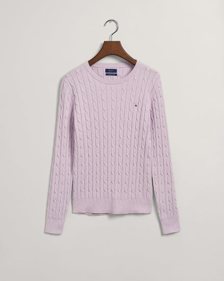 Sweter z elastycznej bawełny o splocie warkoczowym z okrągłym dekoltem