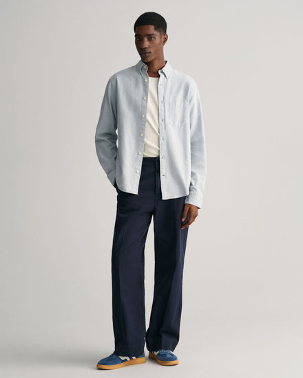 Bawełniana koszula męska z długim rękawem regular fit niebieska