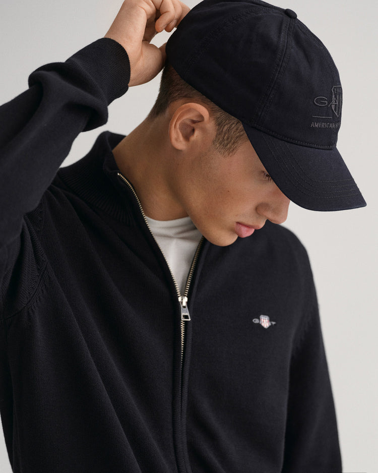 Sweter męski z zamkiem z długim rękawem regular fit czarny