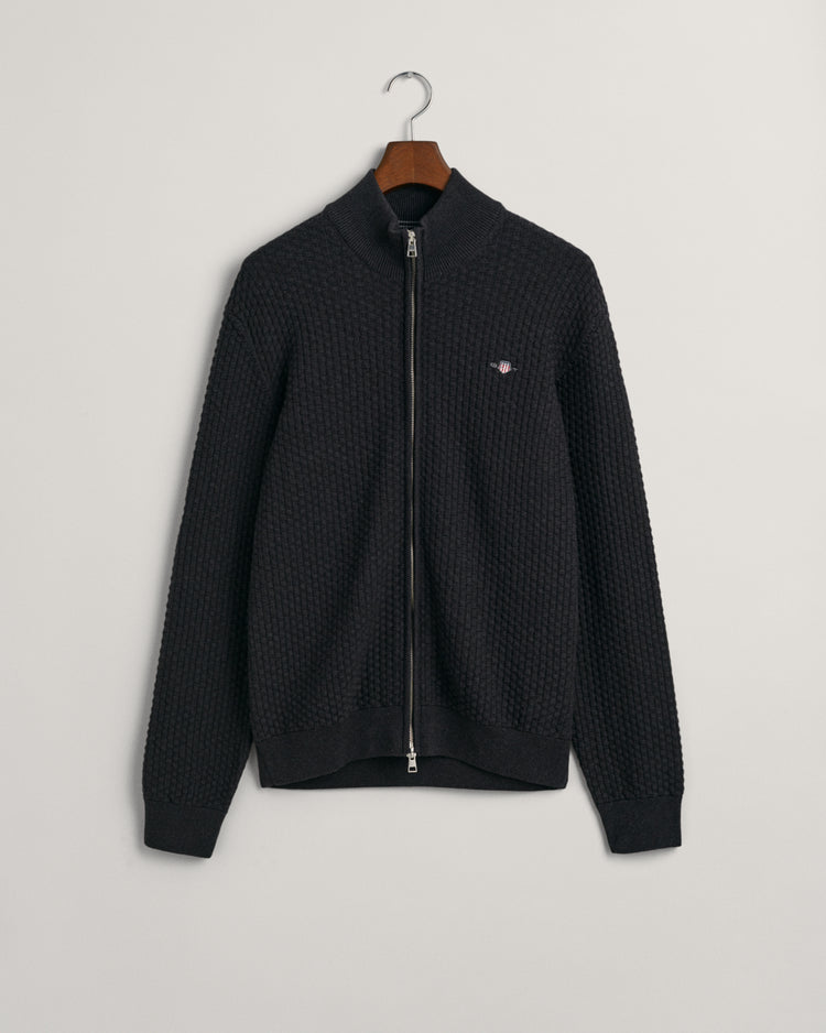 Bawełniany sweter rozpinany męski z zamkiem regular fit szary