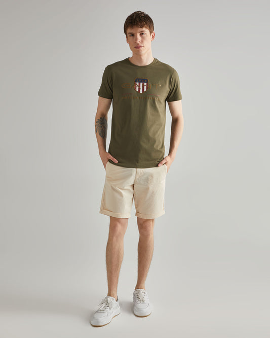 Szorty męskie regular fit kremowe