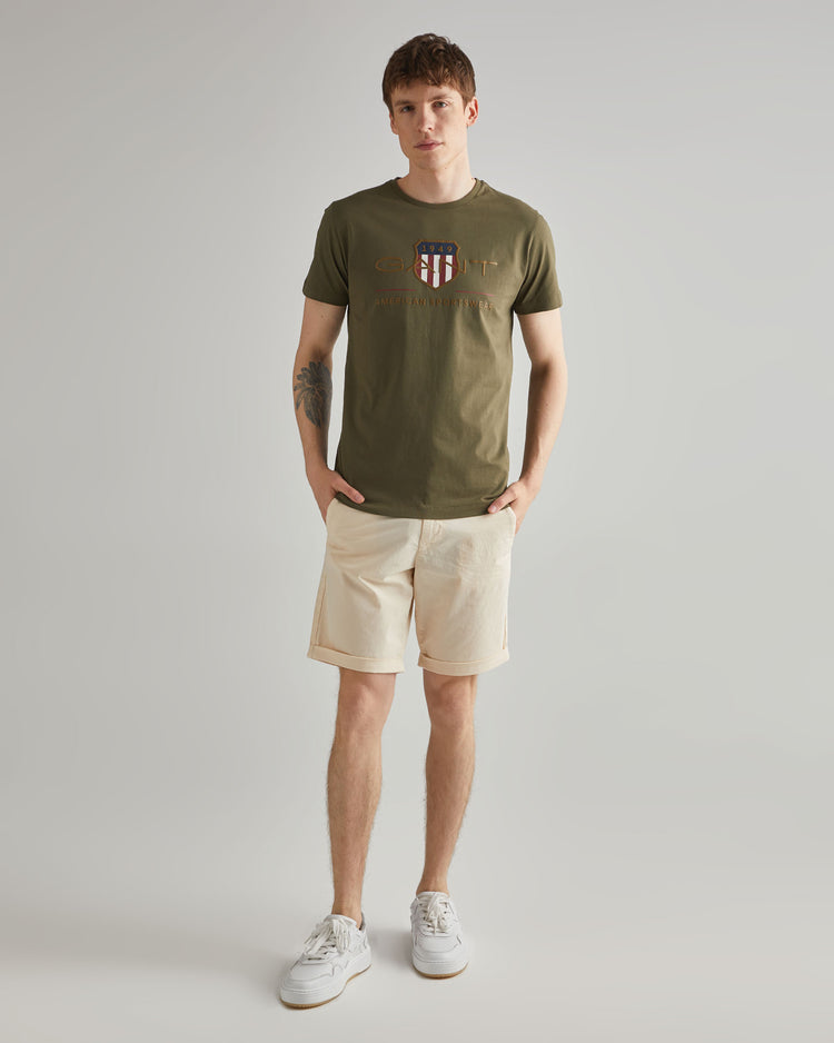 Szorty męskie regular fit kremowe