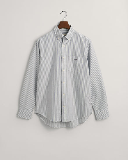 Koszula męska w paski z długim rękawem regular fit niebieska