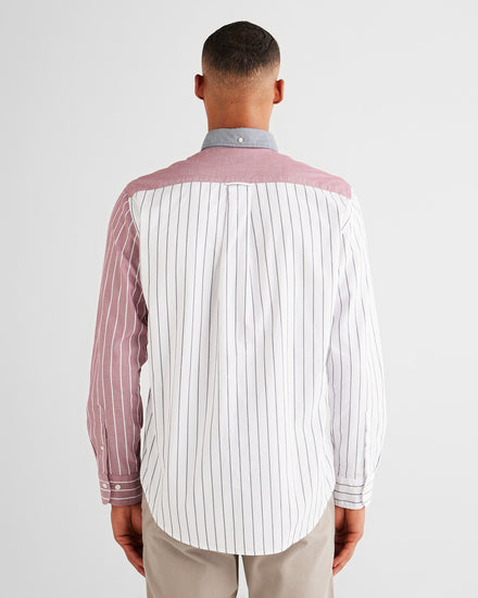 Bawełniana koszula męska w paski z długim rękawem regular fit