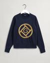 Bluza damska z nadrukiem relaxed fit granatowa