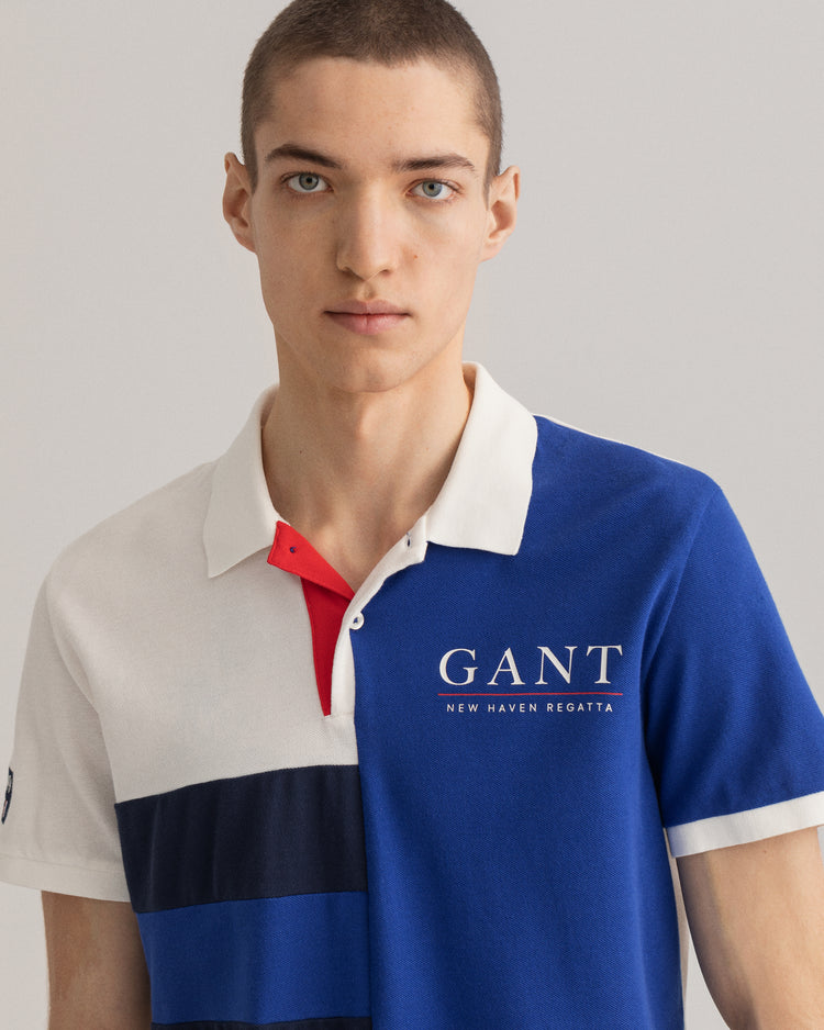 Bawełniane polo męskie z krótkim rękawem i nadrukiem regular fit