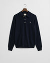 Sweter męski polo z długim rękawem regular fit granatowy