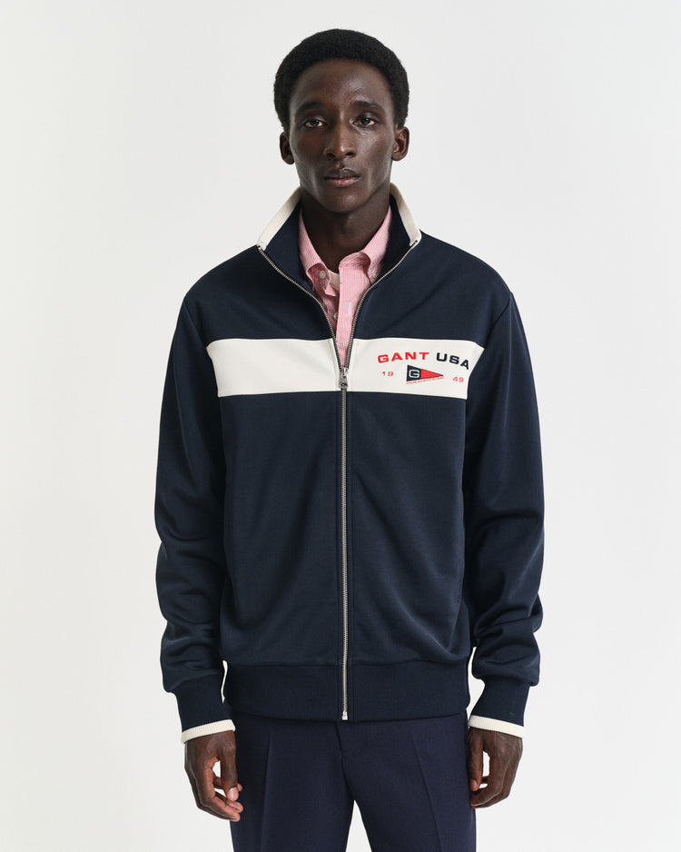 Bluza męska z nadrukiem ze stójką z długim rękawem regular fit