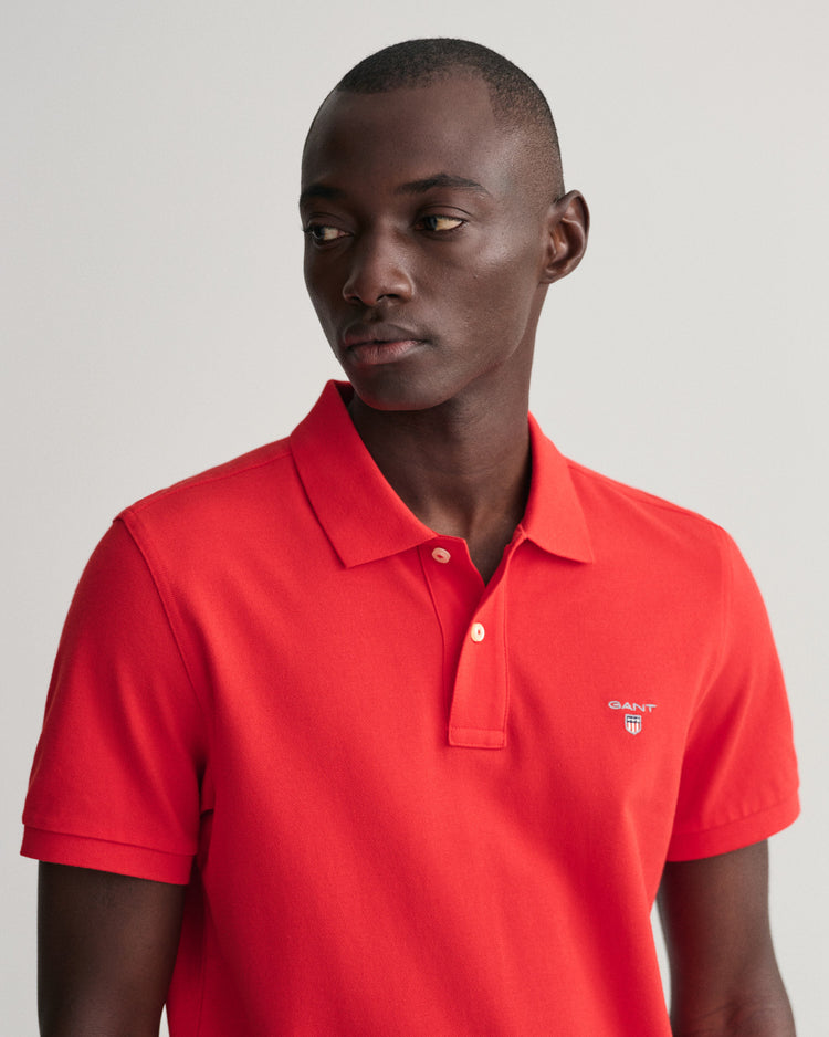 Bawełniany polo męski z krótkim rękawem regular fit czerwony