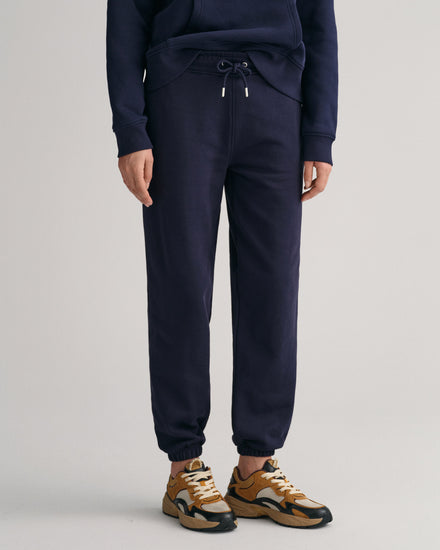 Spodnie dresowe damskie z nadrukiem relaxed fit granatowe
