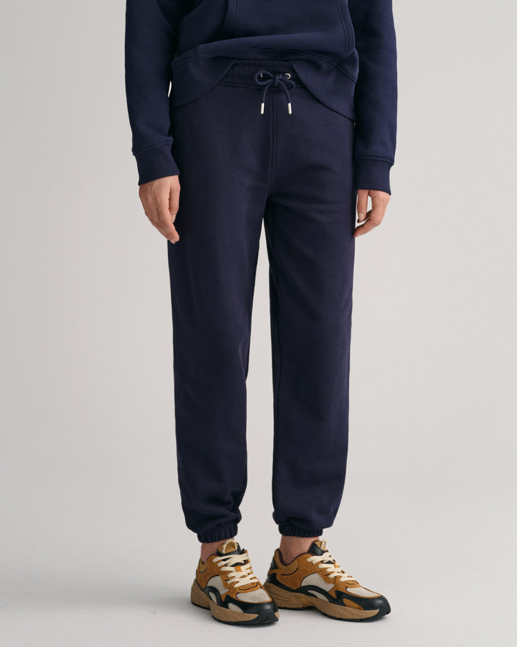 Spodnie dresowe damskie z nadrukiem relaxed fit granatowe