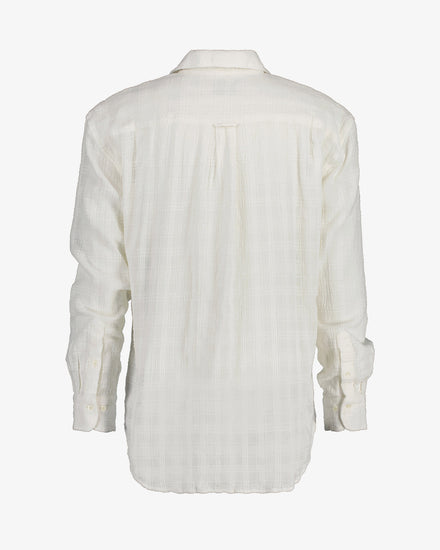 Bawełniana koszula męska w kratkę długi rękaw relaxed fit biała