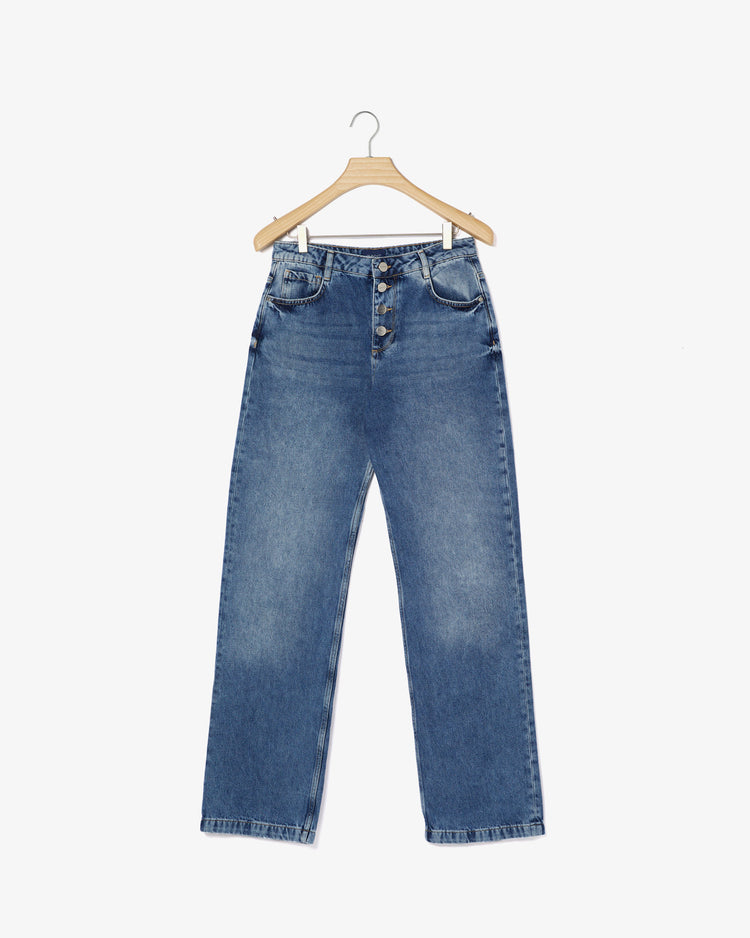 Spodnie damskie straight fit niebieskie