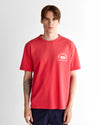 T-shirt męski z nadrukiem okrągły kołnierzyk relaxed fit czerwony