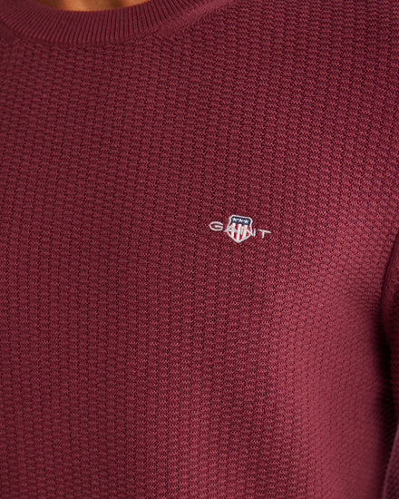 Bawełniany sweter męski z okrągłym kołnierzykiem i długim rękawem regular fit