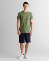 T-shirt męski z okrągłym kołnierzykiem slim fit zielony