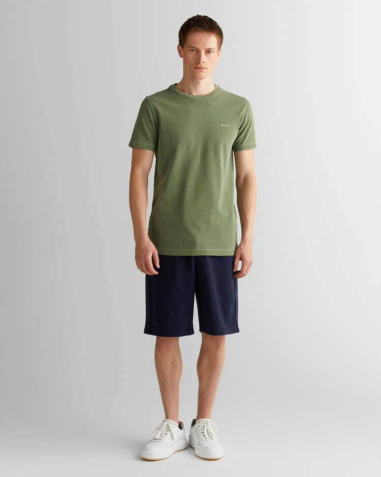 T-shirt męski z okrągłym kołnierzykiem slim fit zielony